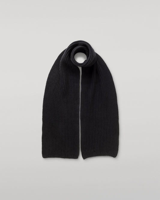 JOHNSTONS OF ELGIN CASHMERE RIBBED LOVAT SCARF BLACK 100% CASHMERE HAY03639SA7210ONE