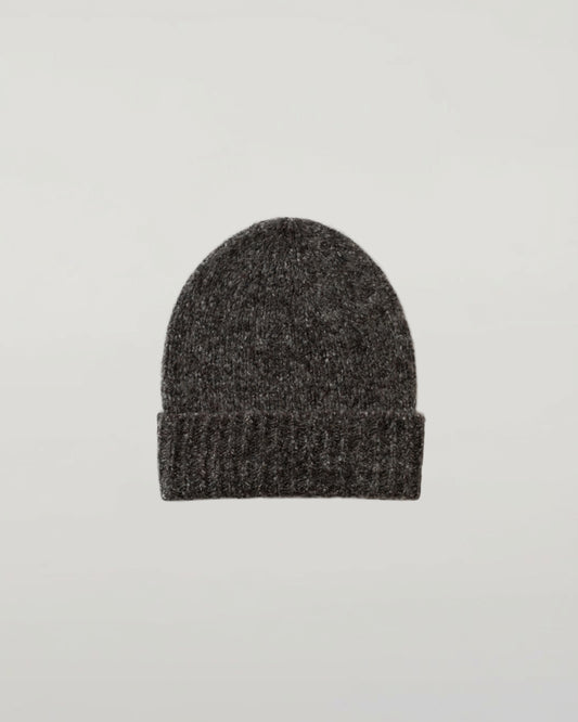 Johnstons of Elgin Knitted Accessories Charcoal Cashmere Bouclé Grey Beanie HBC01084HA7198ONE