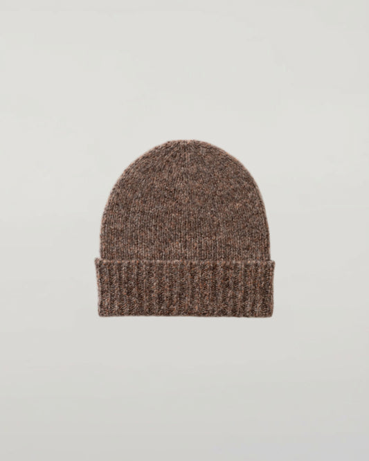 Johnstons of Elgin AW25 Knitted Accessories Molasses Mix Cashmere Bouclé Brown Beanie HBC01084HB4415ONE