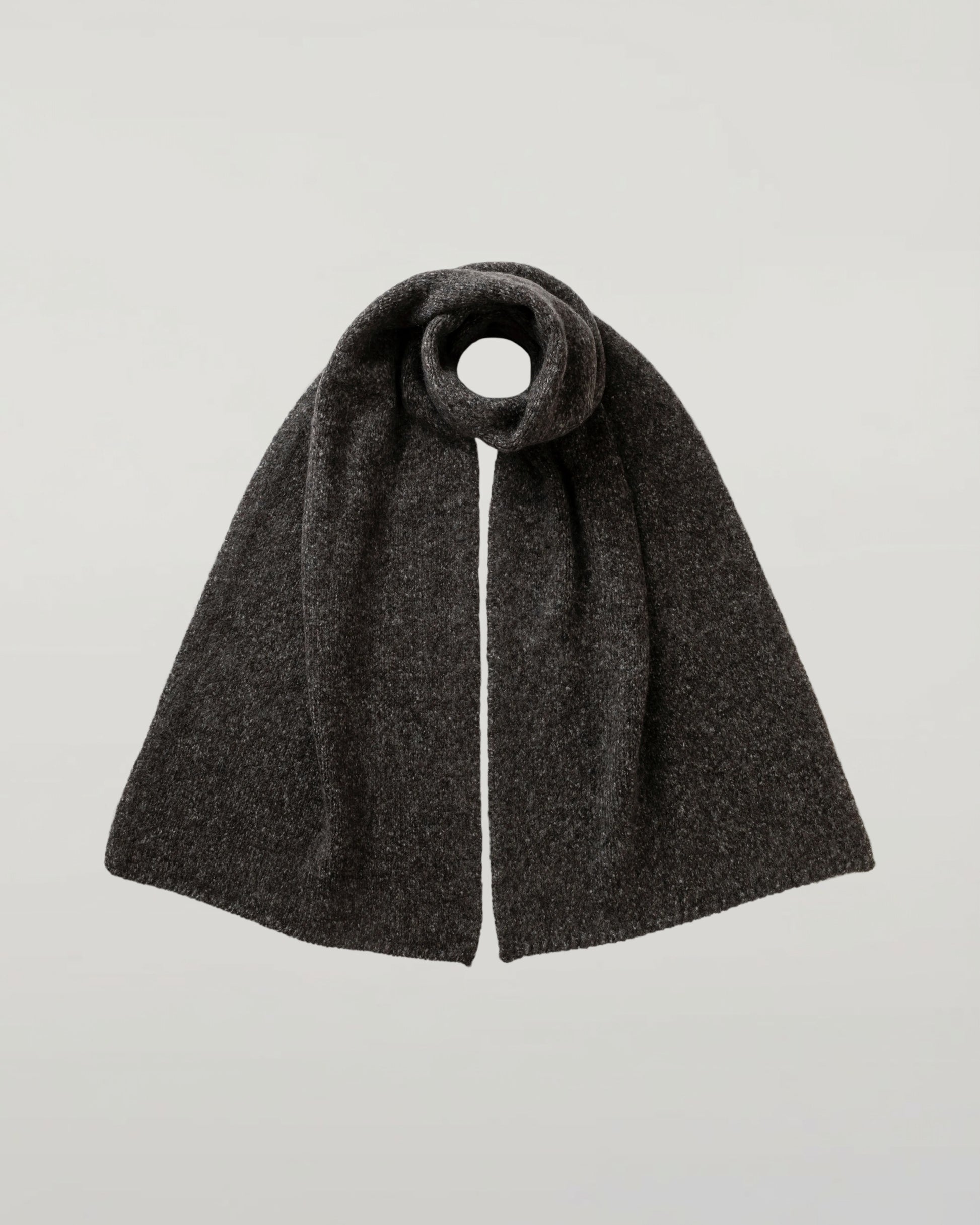 Johnstons of Elgin AW25 Knitted Accessories Charcoal Cashmere Bouclé Grey Scarf HBC01129HA7198ONE