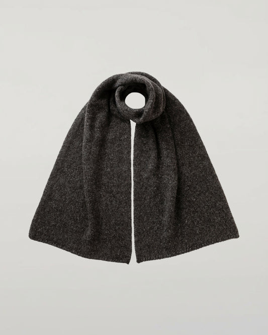 Johnstons of Elgin AW25 Knitted Accessories Charcoal Cashmere Bouclé Grey Scarf HBC01129HA7198ONE