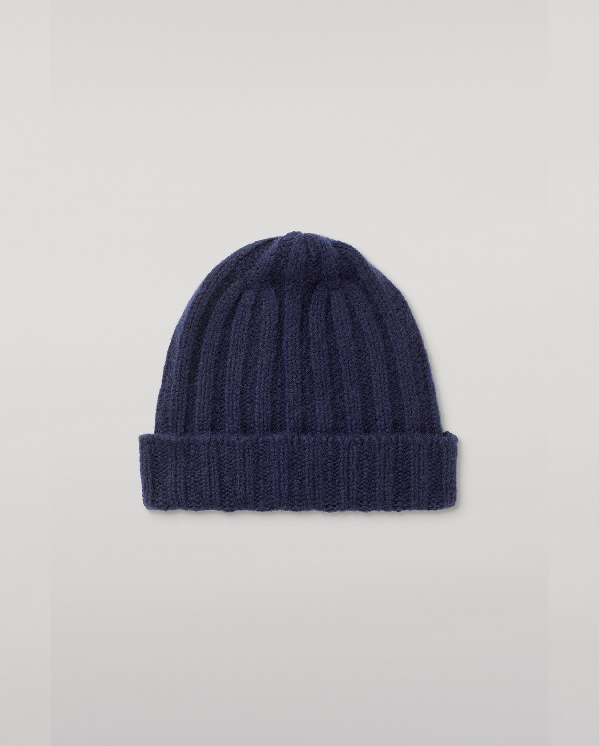 JOHNSTONS OF ELGIN BRUSHED CASHMERE SILK FLAT RIB BHALTAIR BEANIE BLUE 74% CASHMERE, 26% SILK HBC01196HD4510ONE