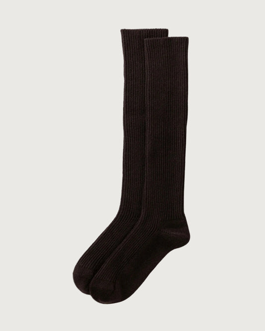 Johnstons of Elgin AW25 Knitted Accessories Molasses     Cashmere Knee High Brown Socks HBE01128SB7290ONE
