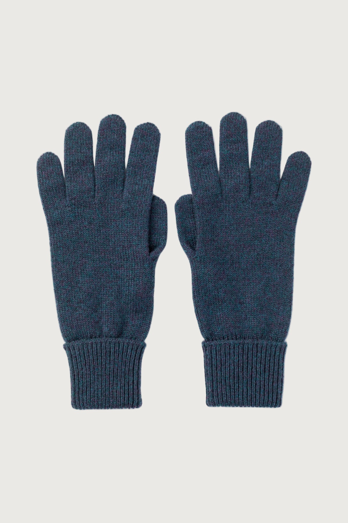 Johnstons of Elgin AW25 Knitted Accessories Heather Navy Cashmere Gloves with Turnback Cuffs HBJ03523HD7321ONE