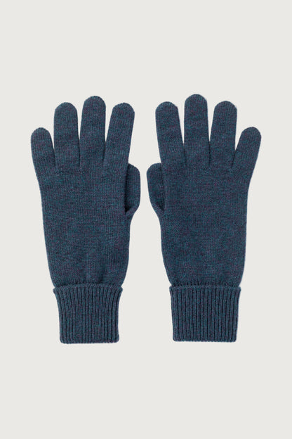 Johnstons of Elgin AW25 Knitted Accessories Heather Navy Cashmere Gloves with Turnback Cuffs HBJ03523HD7321ONE