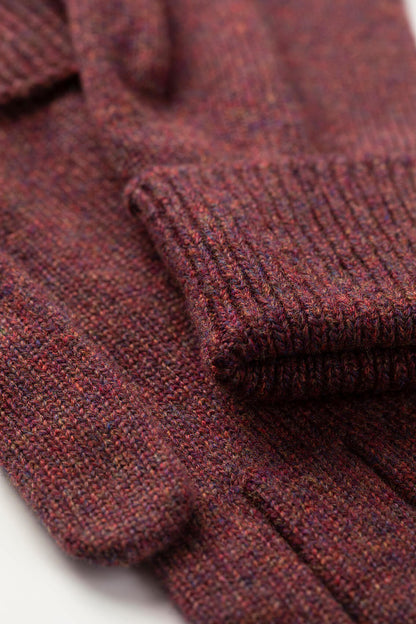 Johnstons of Elgin AW25 Knitted Accessories Damson Purple Cashmere Gloves with Turnback Cuffs HBJ03523HE7064ONE