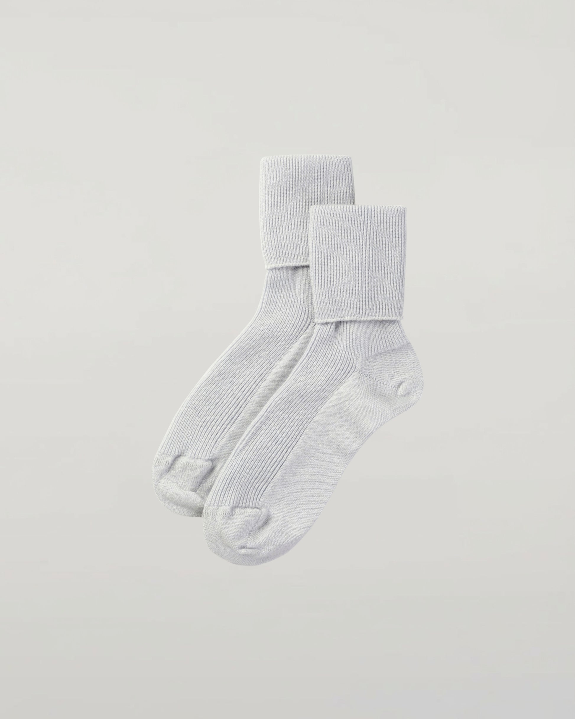 Johnstons of Elgin set of three pairs of cashmere socks in light blue, white, and navy on a white background 2025GIFTSET3B