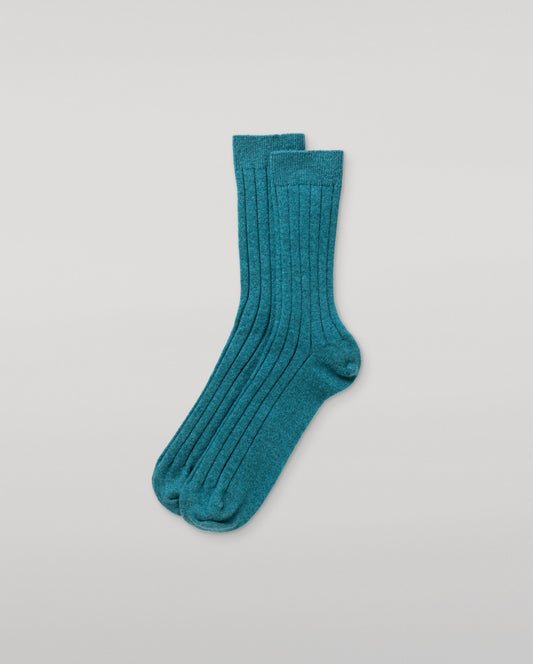 JOHNSTONS OF ELGIN MENS CASHMERE RIBBED FLEMING SOCKS GREEN 90% CASHMERE, 10% NYLON HBN01009HC4327