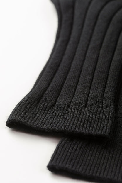 Johnstons of Elgin AW24 Knitted Accessory Black Men's Cashmere Ribbed Socks HBN01009SA090042