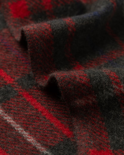 JOHNSTONS OF ELGIN BRUSHED CASHMERE SILK INTARSIA CHECK BAIRD SCARF RED 74% CASHMERE, 26% SILK HBP01178JU1627ONE