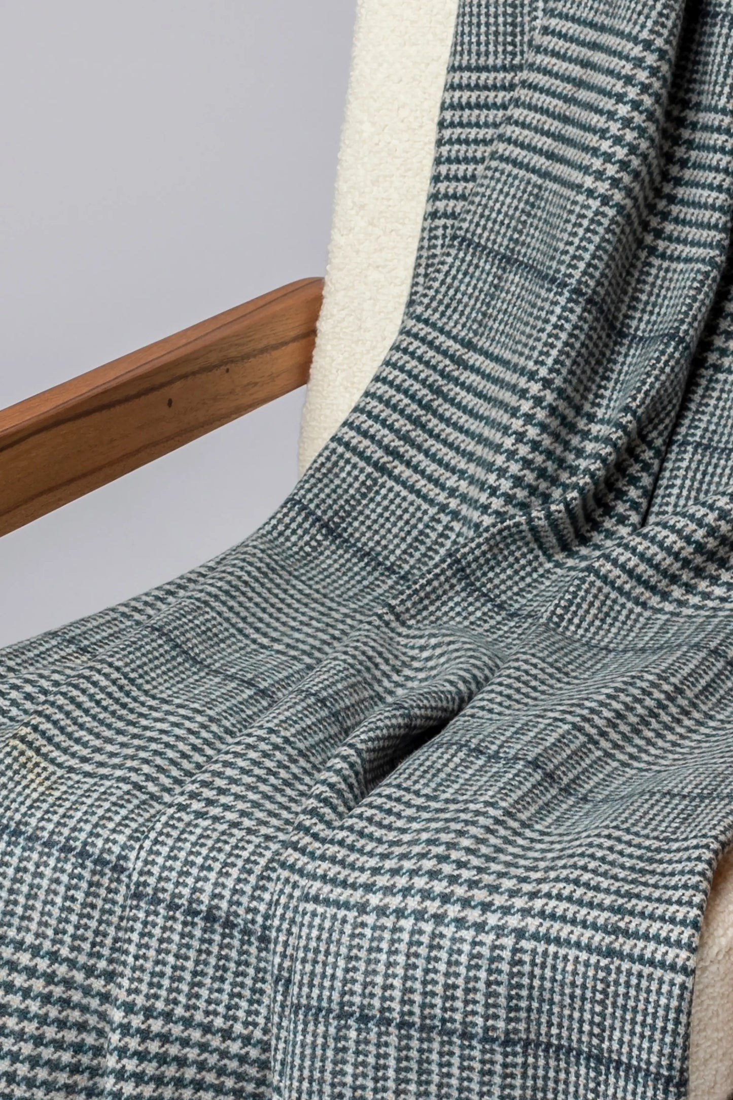 2025 Johnstons of Elgin Interiors Collection Bottle Tweed Glen Check Wool Throw on a grey background  WDC01930RU7652ONE