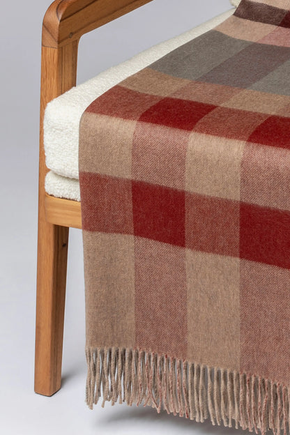 2025 Johnstons of Elgin Interiors Collection Rowan Check Reversible Cashmere Throw on a grey background  WA000013RU7605ONE