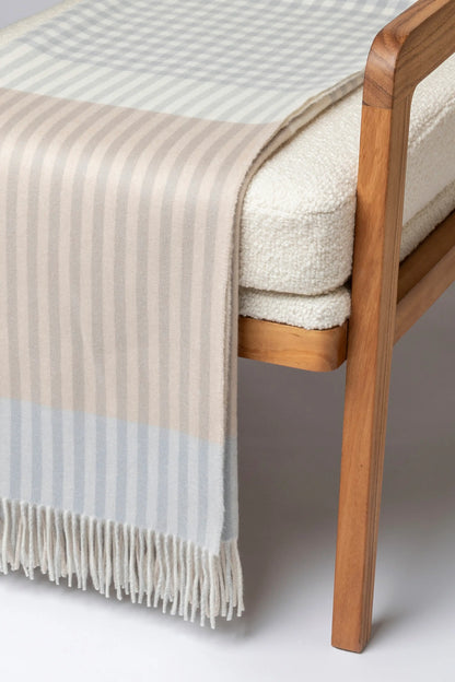 2025 Johnstons of Elgin Interiors Collection Heron Check Reversible Cashmere Throw on a grey background  WA000013RU7604ONE