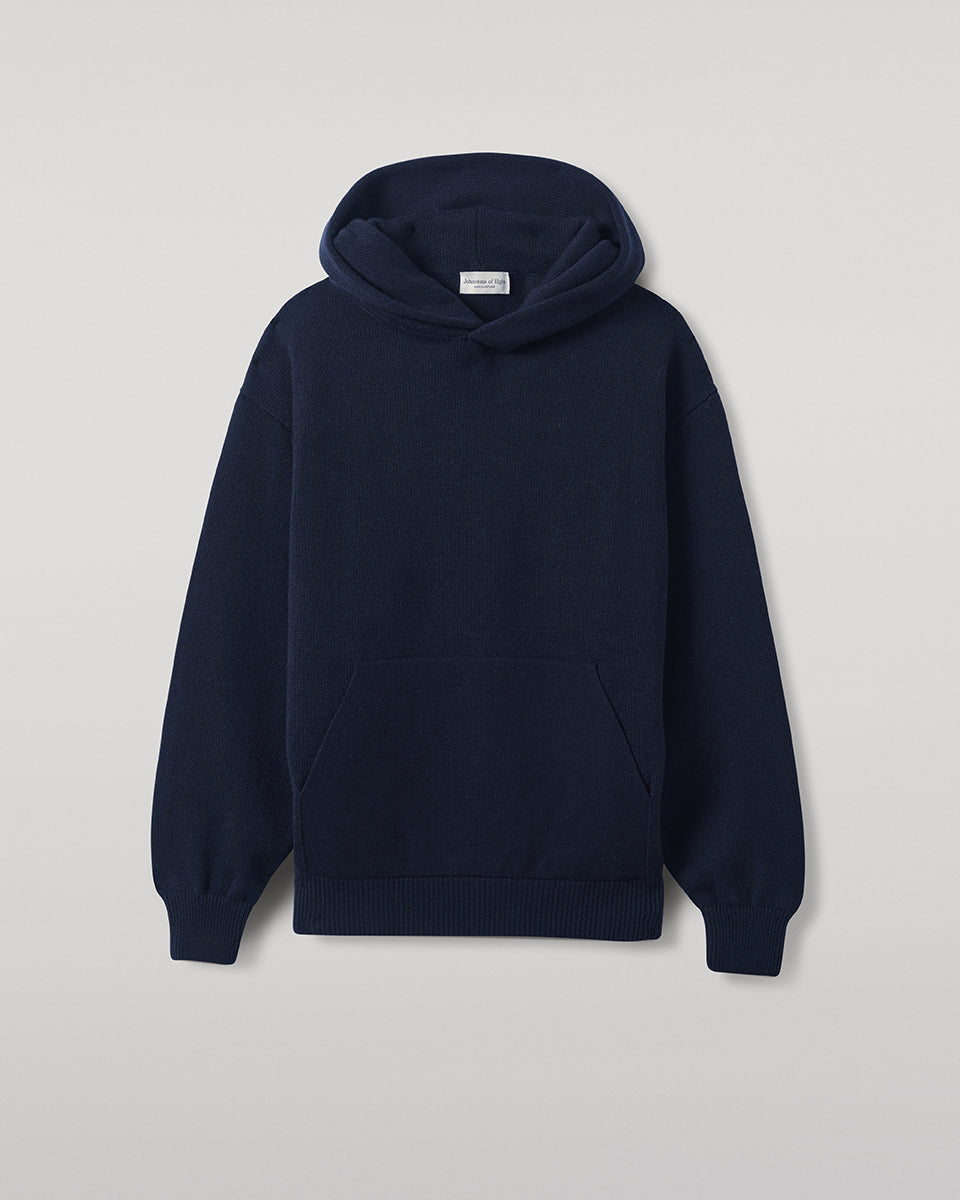 Johnstons of Elgin Men's Navy Cashmere Hoodie KAA05271SD7286