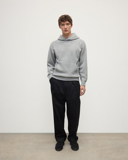 Johnstons of Elgin men's light grey cashmere hoodie KAA05271HA0308