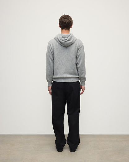 Johnstons of Elgin men's light grey cashmere hoodie KAA05271HA0308