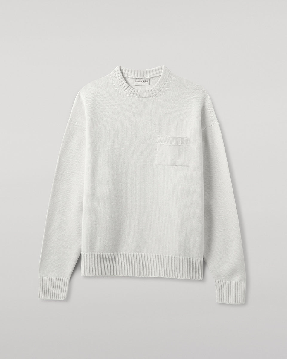 Johnstons of Elgin men's white cashmere sweater KAA05310HA0371