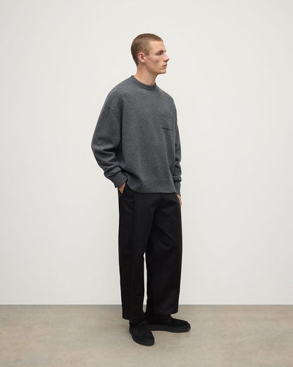 Johnstons of Elgin men's mid grey cashmere jumper KAA05310HA4181