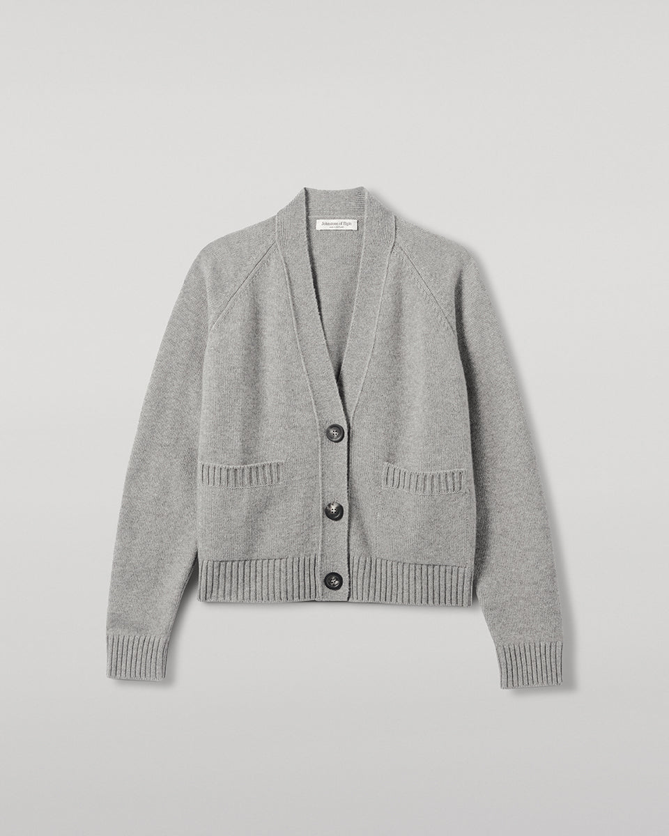 Johnstons of Elgin Women's Knitwear Light Grey Relaxed Fit Cashmere Cardigan KAA05320HA0308