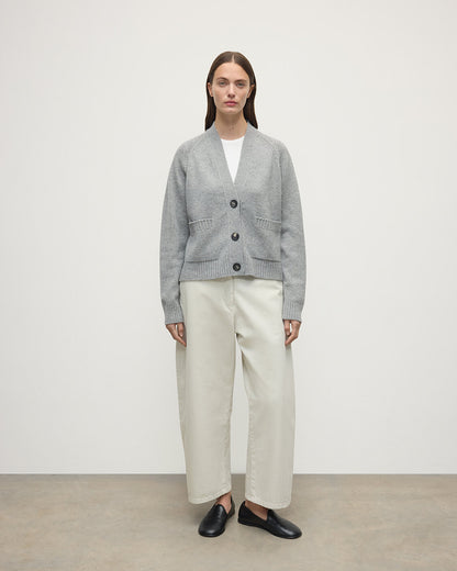 Johnstons of Elgin Women's Knitwear Light Grey Relaxed Fit Cashmere Cardigan KAA05320HA0308