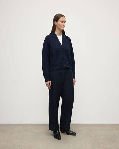 Johnstons of Elgin Women's Knitwear Navy Relaxed Fit  Navy Cashmere Cardigan KAA05320SD7286