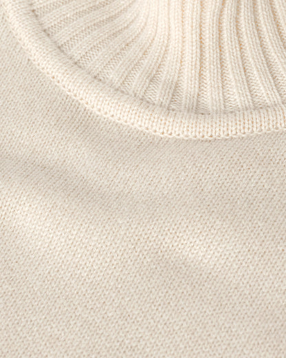 Johnstons of Elgin AW25 Women's Knitwear Champagne High Neck Cream Cashmere Jumper close up  KAA05585SA0502