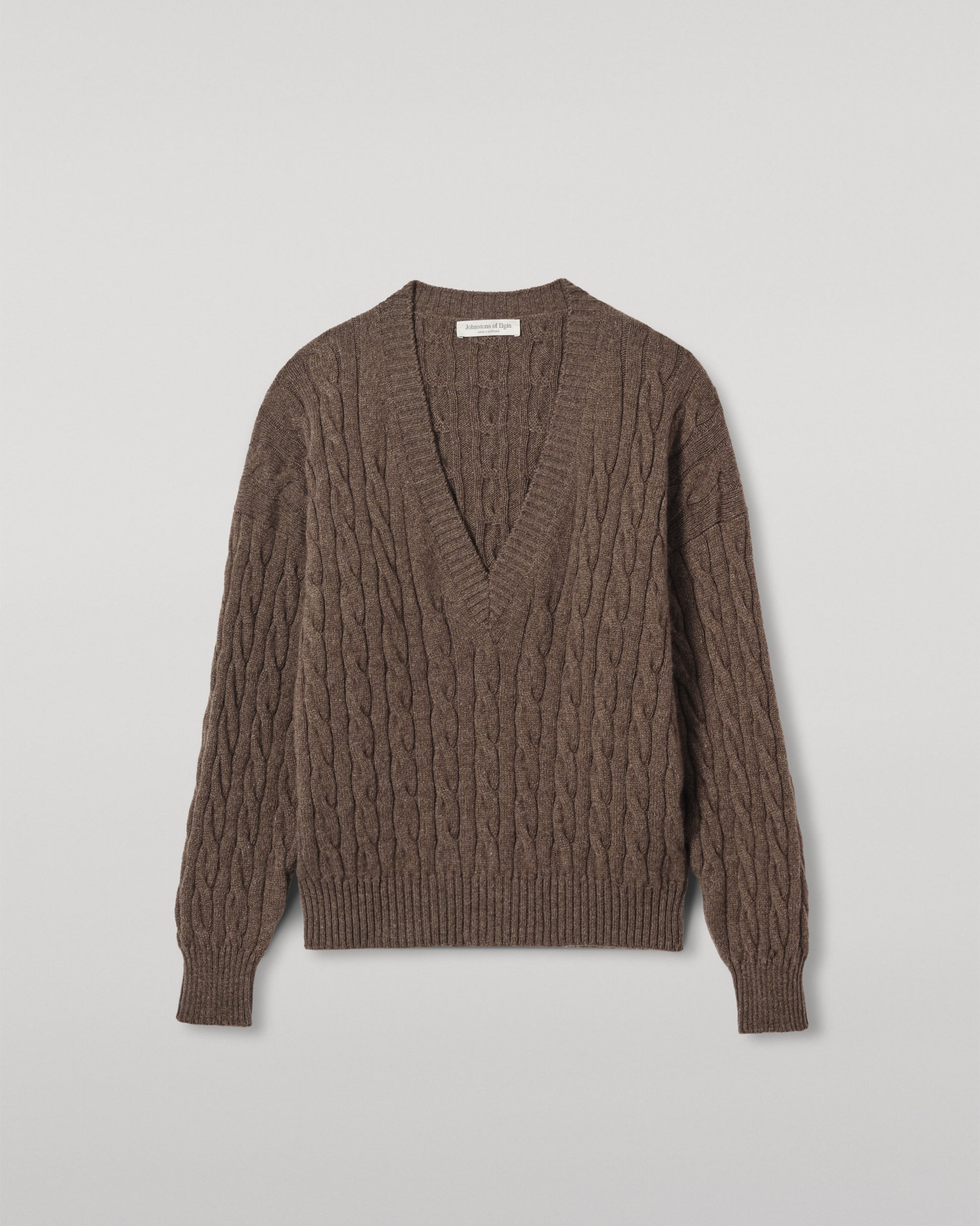WOMENS KYLESKU DEEP VEE SWEATER BROWN KAA05728HB7126