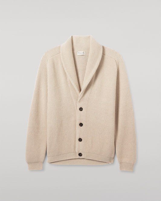 JOHNSTONS OF ELGIN PIONEER SHAWL CARDIGAN NATURAL 100% CASHMERE UAA05750Q26191