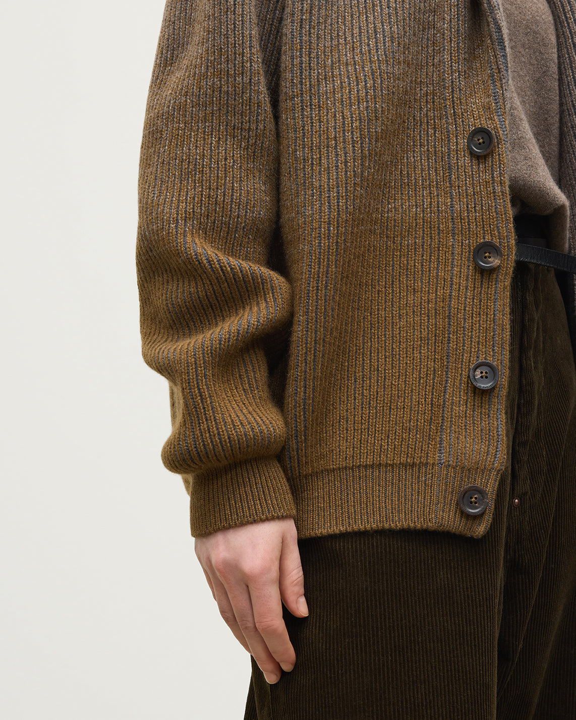 JOHNSTONS OF ELGIN PIONEER SHAWL CARDIGAN CASHMERE RIBBED OMBRE SHAWL COLLAR CARDIGAN - 6 PLY GREEN 100% CASHMERE UAA05750Q26319