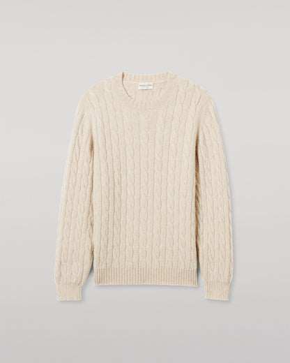 Johnstons of Elgin men's 100% cashmere cable sweater in natural KAA05754HA0396