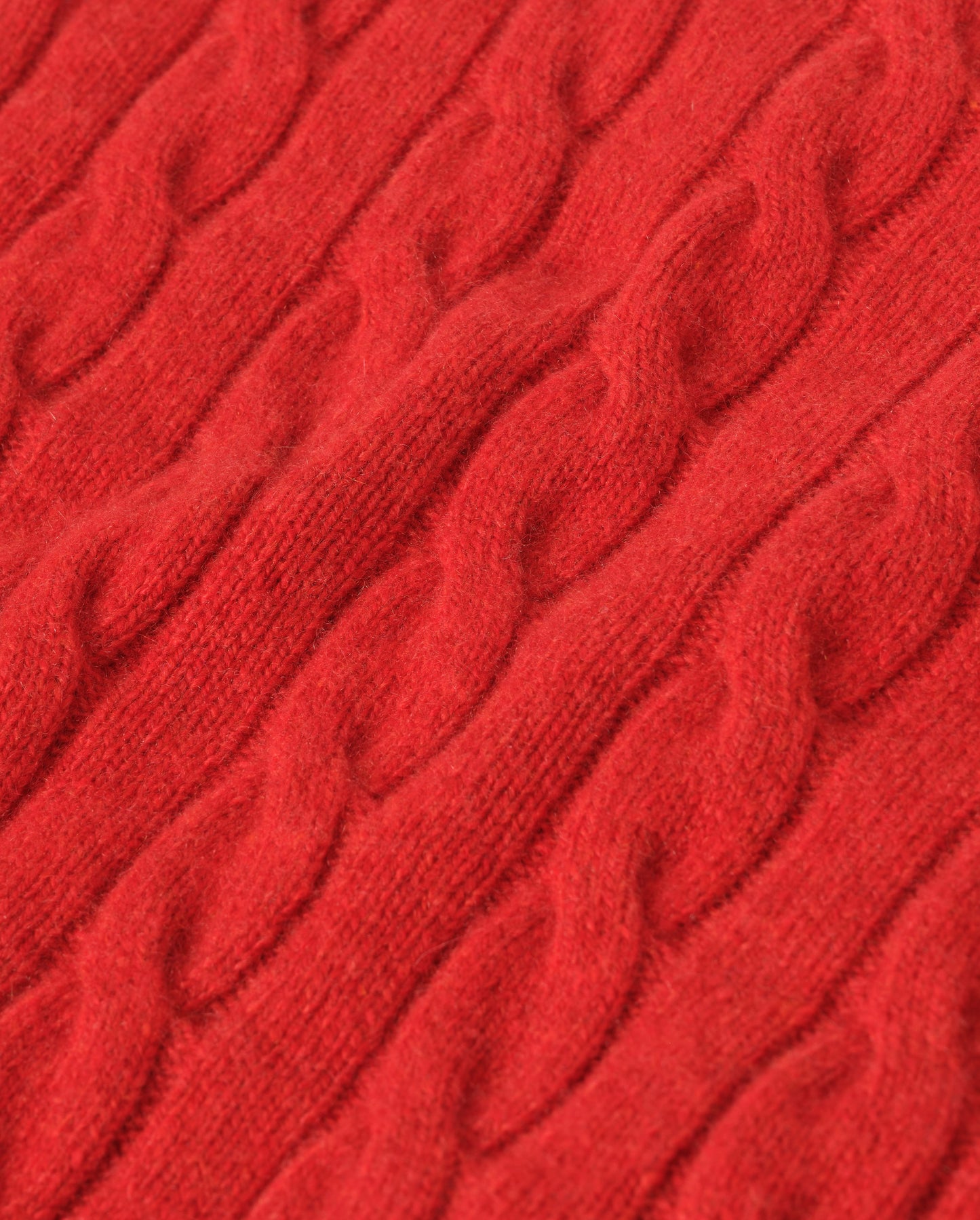 JOHNSTONS OF ELGIN CALDER CREW SWEATER CASHMERE CABLE CREW SWEATER RED 100% CASHMERE KAA05754HE4390