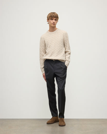 Johnstons of Elgin men's 100% cashmere cable sweater in natural KAA05754HA0396