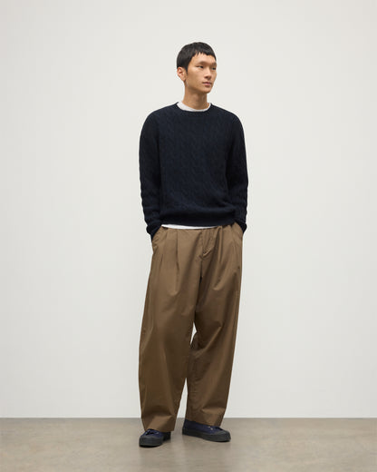 Johnstons of Elgin Men's 100% Cashmere Cable Sweater in Ink Blue KAA05754HD7347