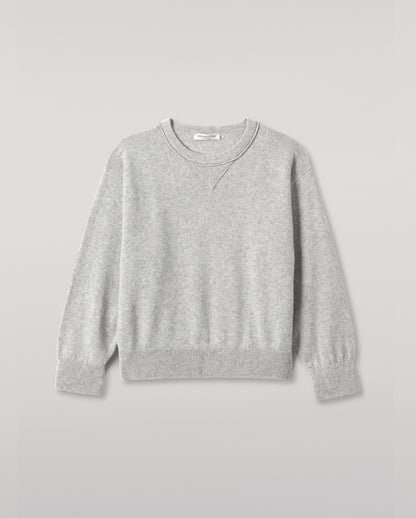 JOHNSTON OF ELGIN WOMENS STELLA SWEATSHIRT GREY 100% CASHMERE WITH NAVY BEANIE KAA05770HA0399