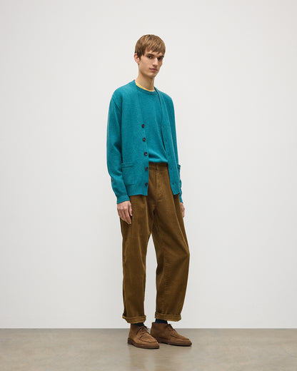 JOHNSTONS OF ELGIN REDPATH VEE NECK CARDIGAN CASHMERE VEE NECK CARDIGAN - 4 PLY GREEN 100% CASHMERE KAA05962HC4327