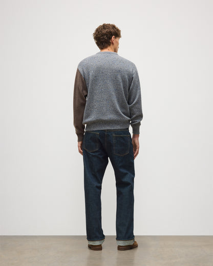 JOHNSTONS OF ELGIN MONTEITH CREW SWEATER DONEGAL CASHMERE EXPLODED ARGYLE CREW SWEATER GREY 100% CASHMERE KAA06033JU1639