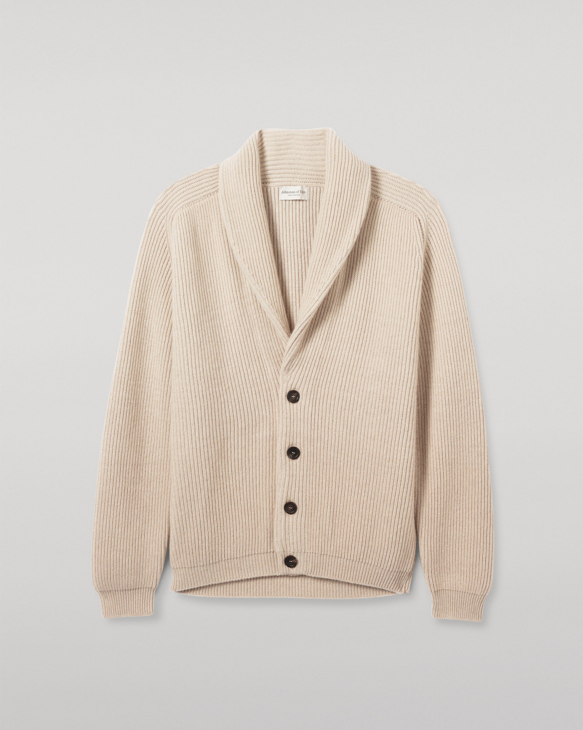 JOHNSTONS OF ELGIN PIONEER SHAWL CARDIGAN NATURAL 100% CASHMERE KAA05750Q26191