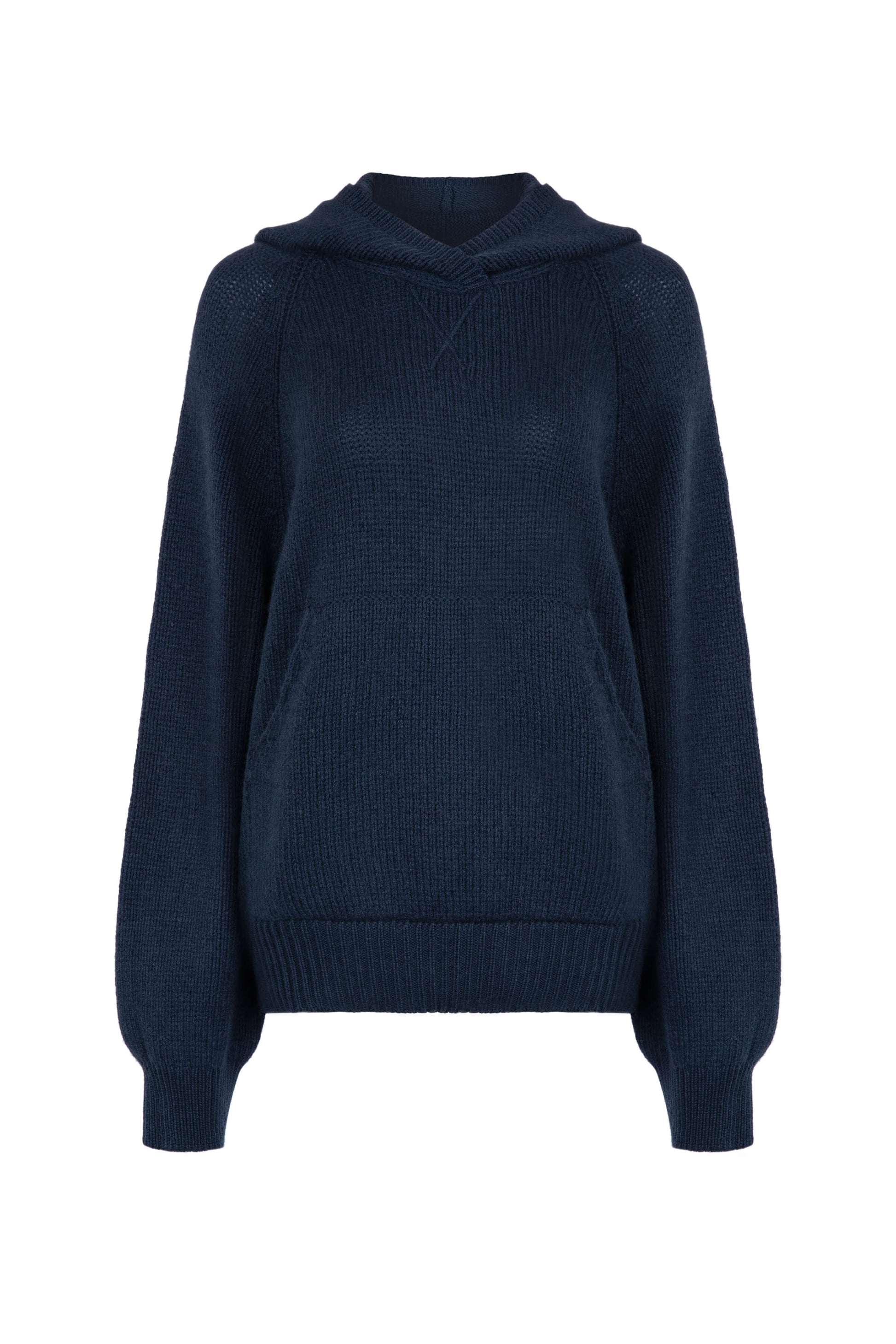 Johnstons of Elgin Womens Knitwear Mazarine Blue Oversized Cashmere Hoodie KAC05050SD7351