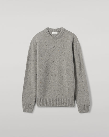 Johnstons of Elgin AW25 Men's Knitwear Peregrine Donegal Grey Donegal Cashmere Marl Jumper Details KAC05287006335