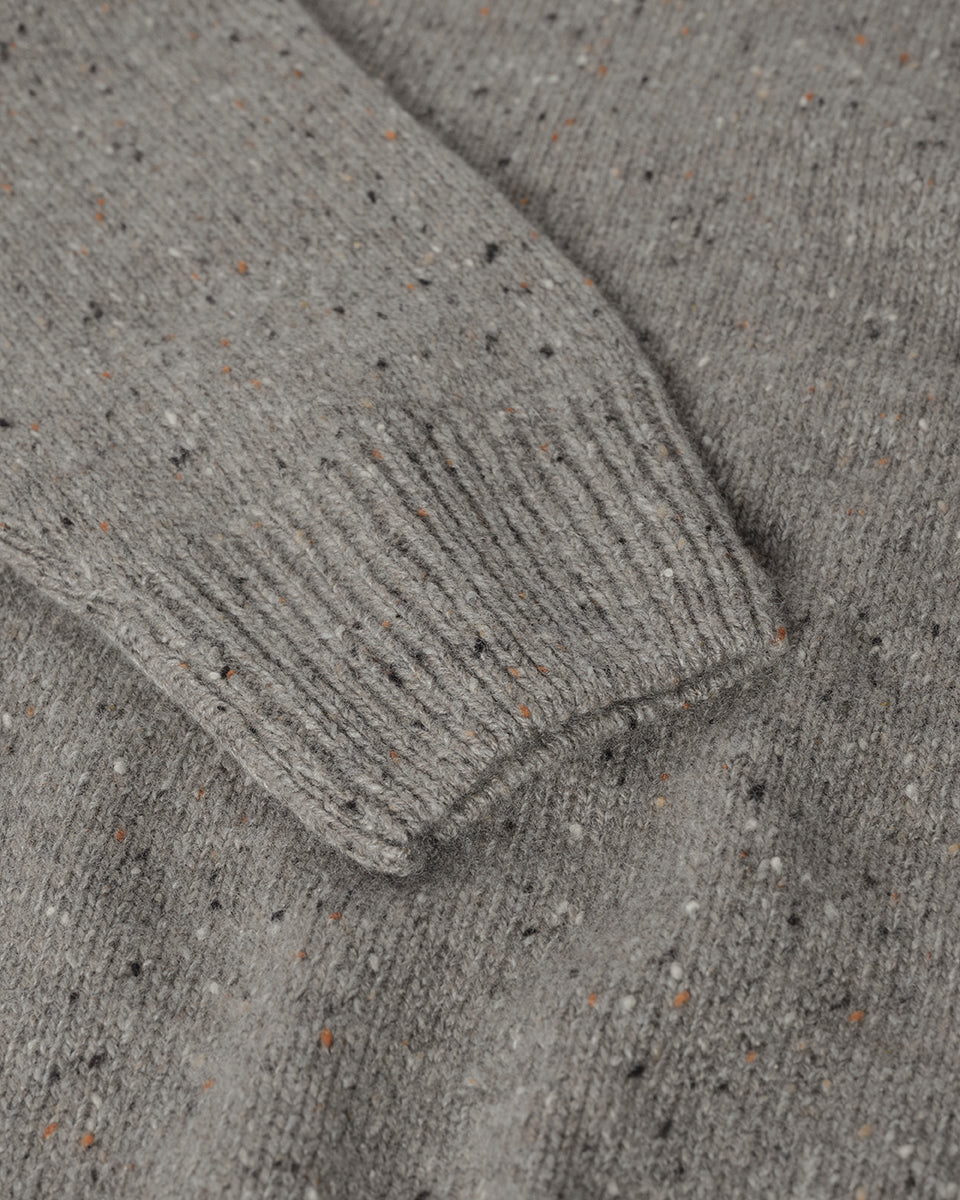 Johnstons of Elgin AW25 Men's Knitwear Peregrine Donegal Grey Donegal Cashmere Marl Jumper Details KAC05287006335