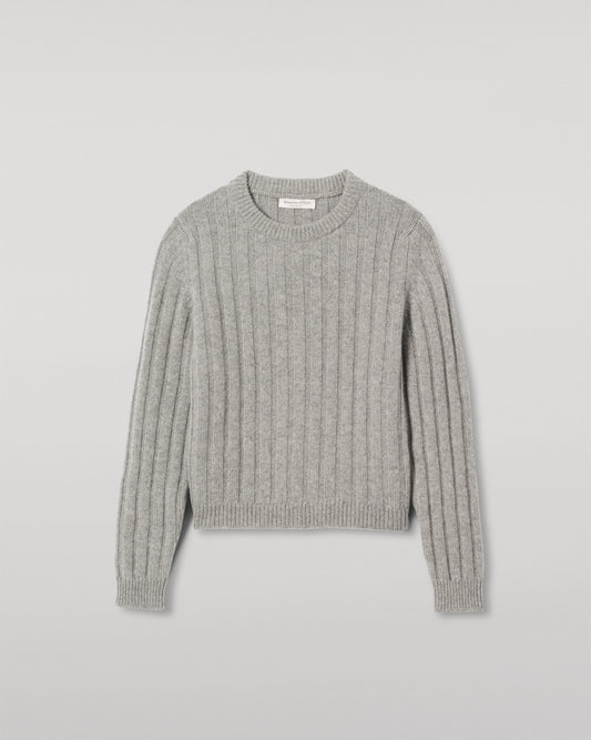JOHNSTONS OF ELGIN WOMENS LECHT CREW SWEATER GREY 100% CASHMERE KAC05706HA0400