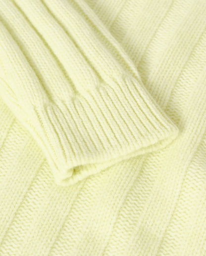 JOHNSTONS OF ELGIN LECHT CREW SWEATER PETITE CASHMERE FLAT RIB ROUND NECK SWEATER - 8 PLY LIGHT YELLOW 100% CASHMERE KAC05706HF0025