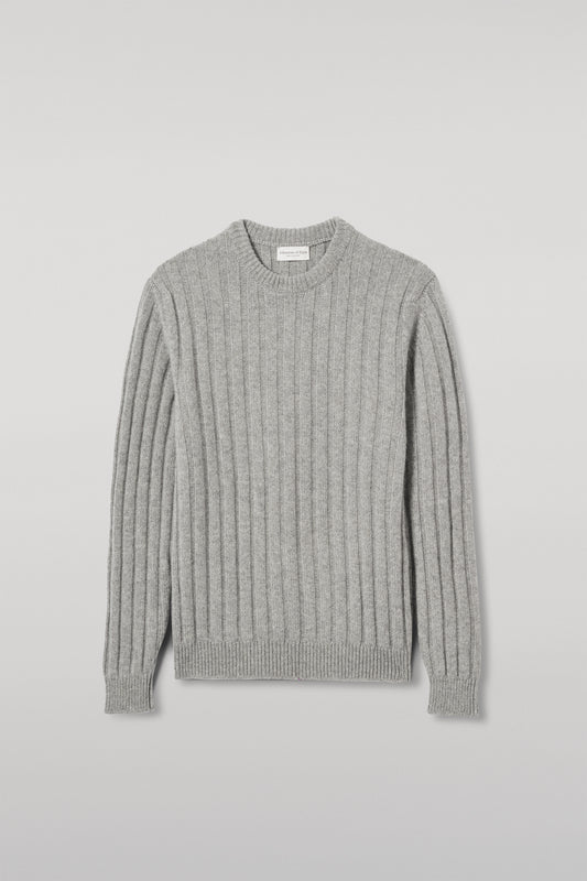 JOHNSTONS OF ELGIN MENS PEEL CREW SWEATER GREY 100% CASHMERE  KAC05751HA0400