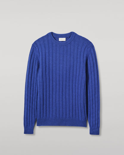 JOHNSTONS OF ELGIN MENS PEEL CREW SWEATER BLUE 100% CASHMERE KAC05751SD5326