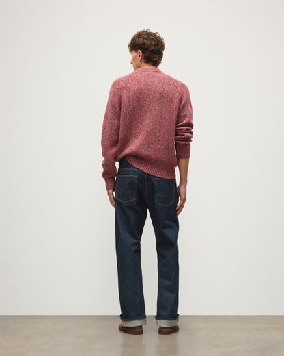 JOHNSTONS OF ELGIN FYFE CREW SWEATER CASHMERE 3 COLOUR MARL CREW SWEATER - 6 PLY RED MARL 100% CASHMERE KAC05753007014