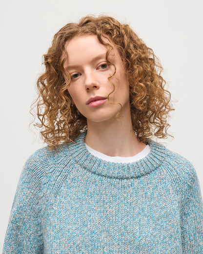 JOHNSTONS OF ELGIN  FYFE CREW SWEATER BLUE 100% CASHMERE UAC05753006779