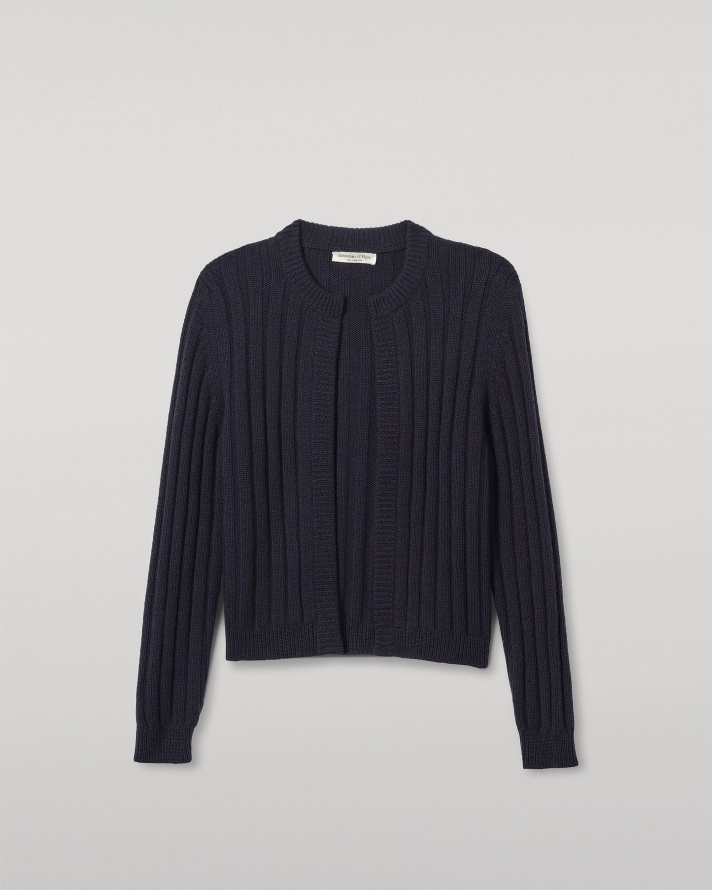 JOHNSTONS OF ELGIN WOMENS LECHT CREW CARDIGAN NAVY 100% CASHMERE KAC05790SD7666