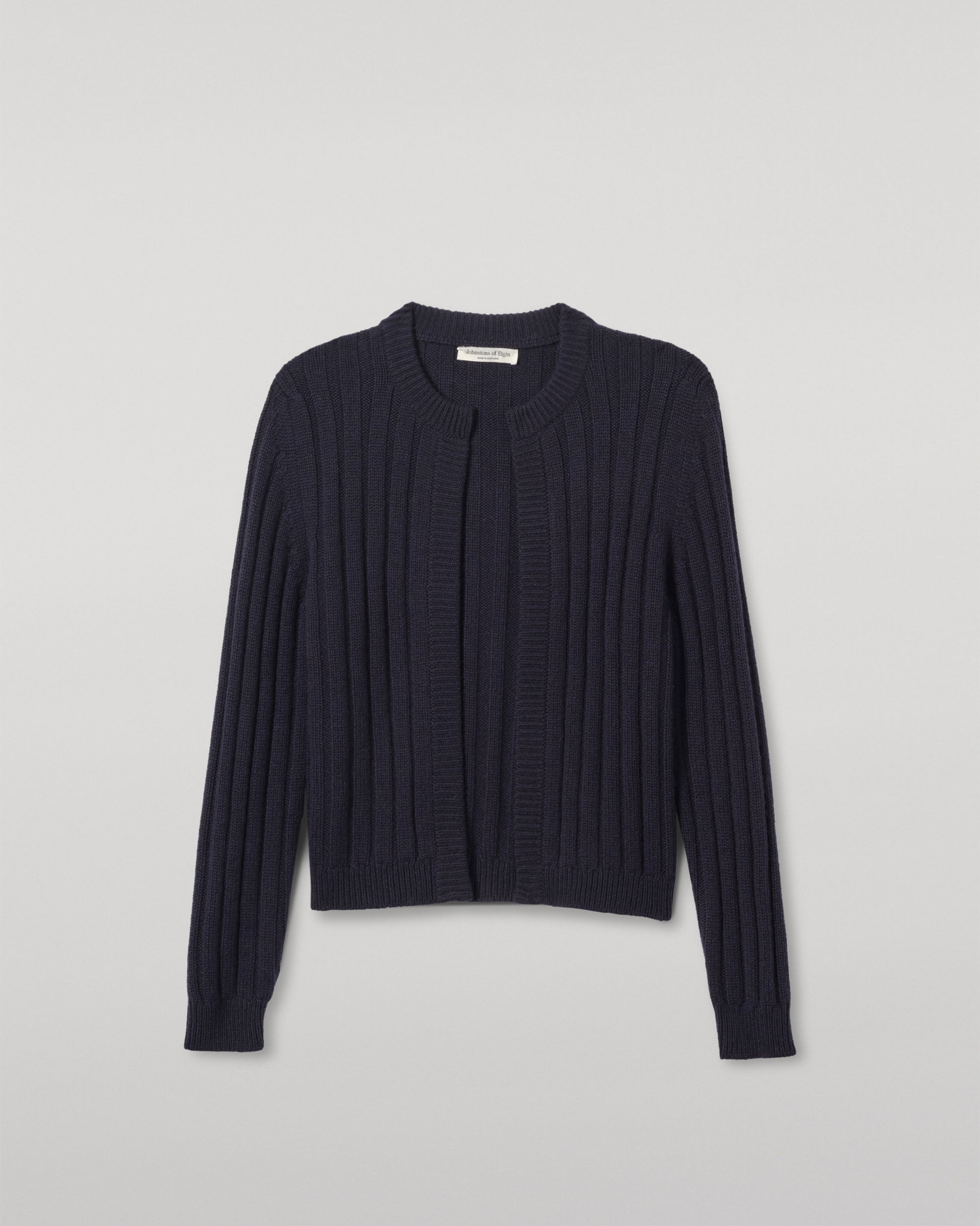 JOHNSTONS OF ELGIN WOMENS LECHT CREW CARDIGAN NAVY 100% CASHMERE KAC05790SD7666