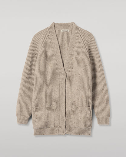 JOHNSTONS OF ELGIN NORAH CARDIGAN DONEGAL CASHMERE RIBBED CARDIGAN WITH POCKETS CREAM 100% CASHMERE KAC05992HA0397