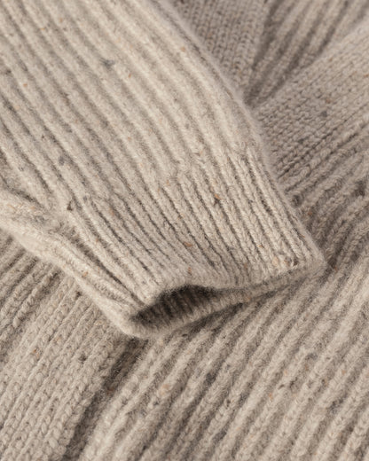 JOHNSTONS OF ELGIN NORAH CARDIGAN DONEGAL CASHMERE RIBBED CARDIGAN WITH POCKETS CREAM 100% CASHMERE KAC05992HA0397